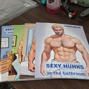 Cucusi 4 Book Bundle of Adult Sexy Hunks Colouring Books